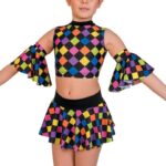 CUBI Girls/Womens Performance Printed Crop Top-Skirt 2 Piece Set