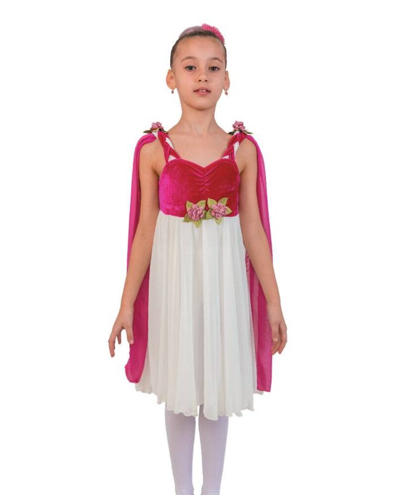 EOS Girls/Womens Performance Lyrical Dress with Braided Straps and Cape