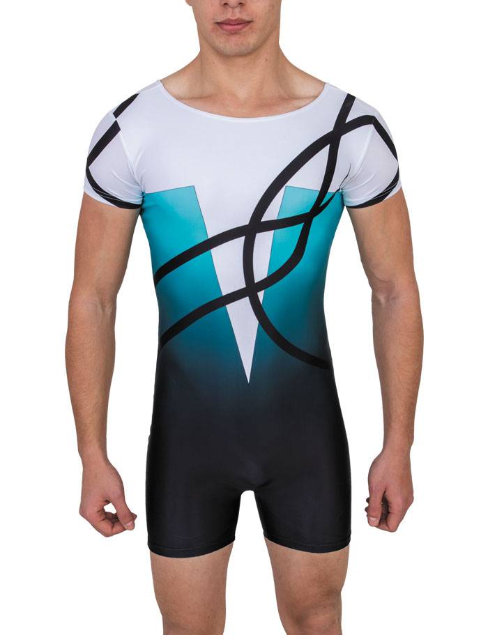 Boys' & Men's Short Sleeved Printed Gymnastics Unitard