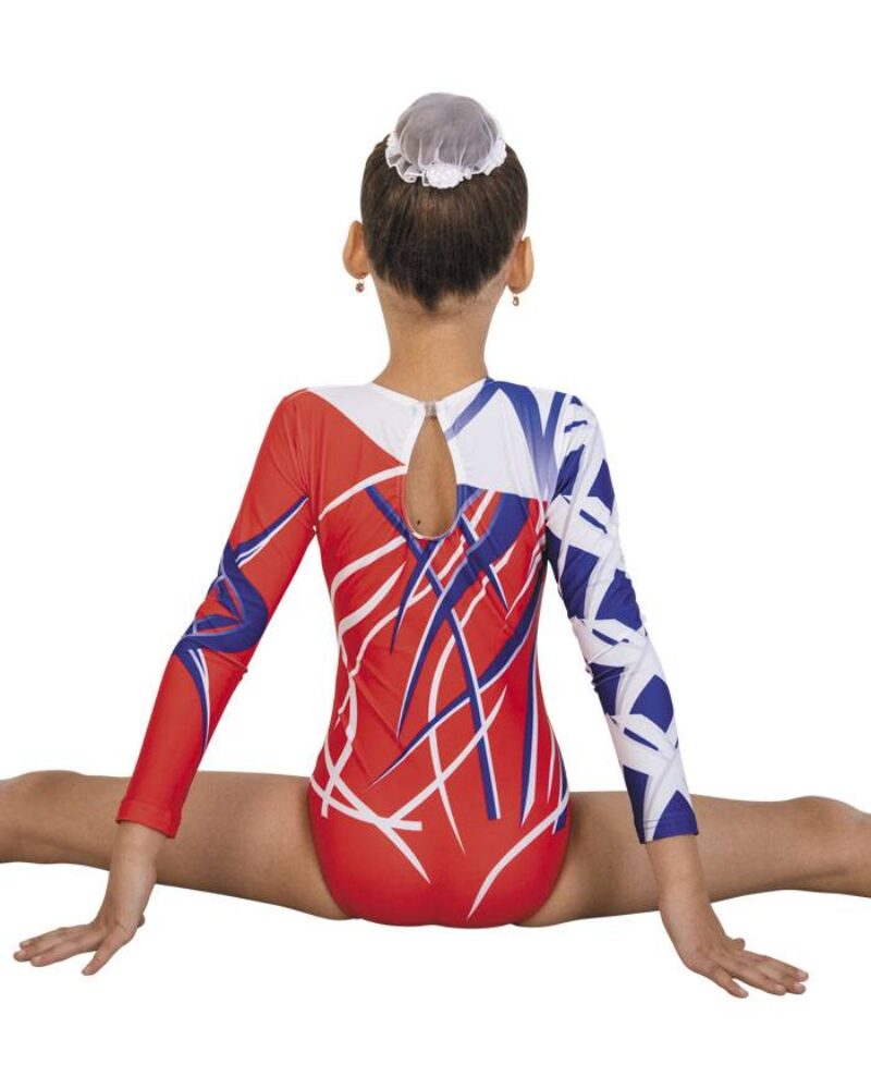 ACIDO Women's & Girls' Printed Long Sleeve Gymnastics Leotard
