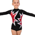 KAIA Women's & Girls' Printed Long Sleeve Gymnastics Leotard