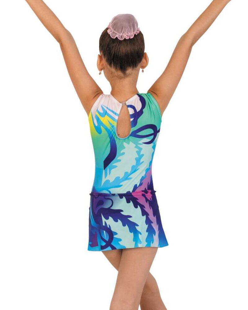 MYST Women's & Girls' Printed Sleeveless Gymnastics Leotard with Skirt